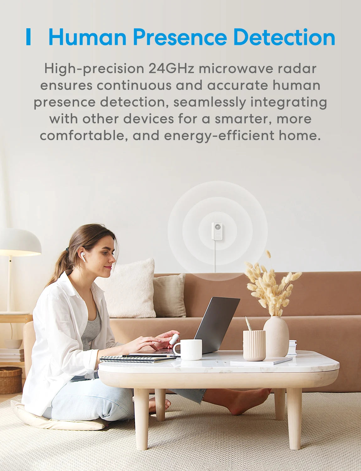 Meross US Matter WiFi Human Presence Sensor  Radar Detector With Luminance /Distance Detection Sensor For Smart Home