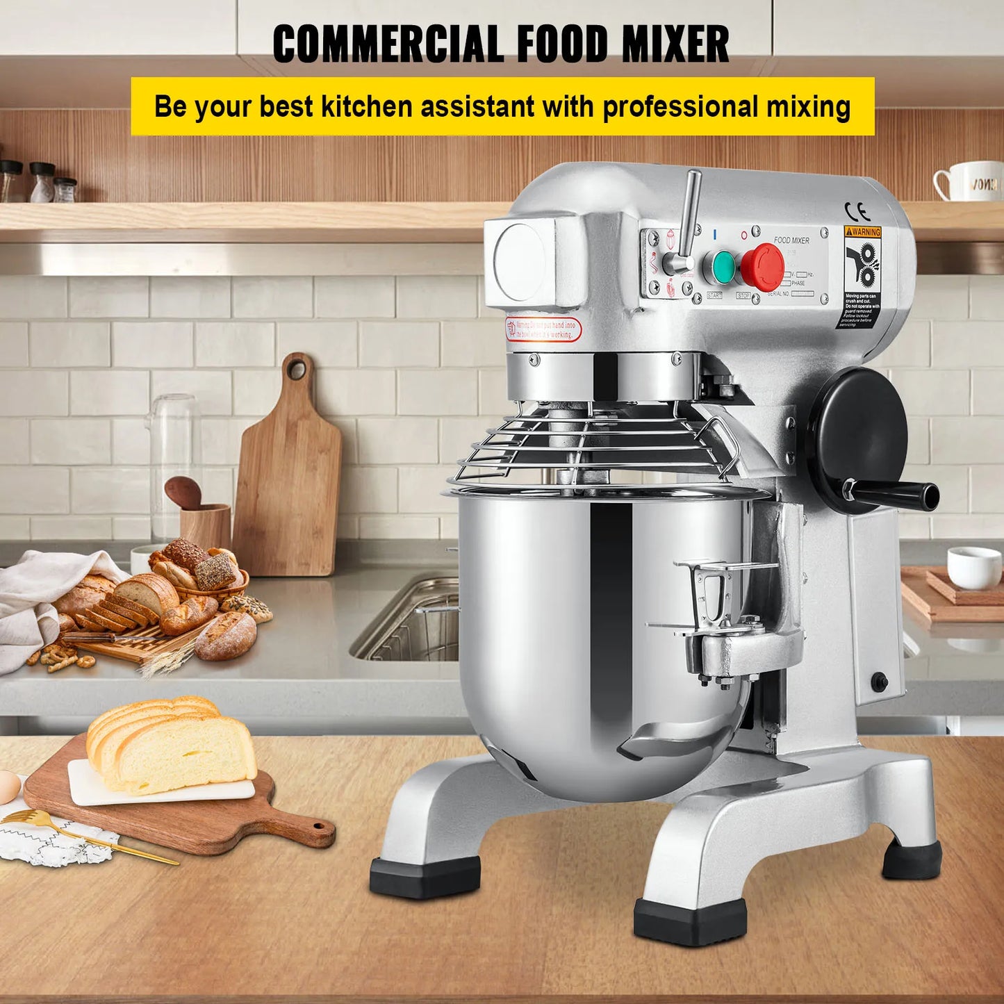 SucceBuy 10-30L Electric Dough Machine Stainless Steel Commercial Cream Egg Whisk Mixer Processor Kitchen Food Stand Blender