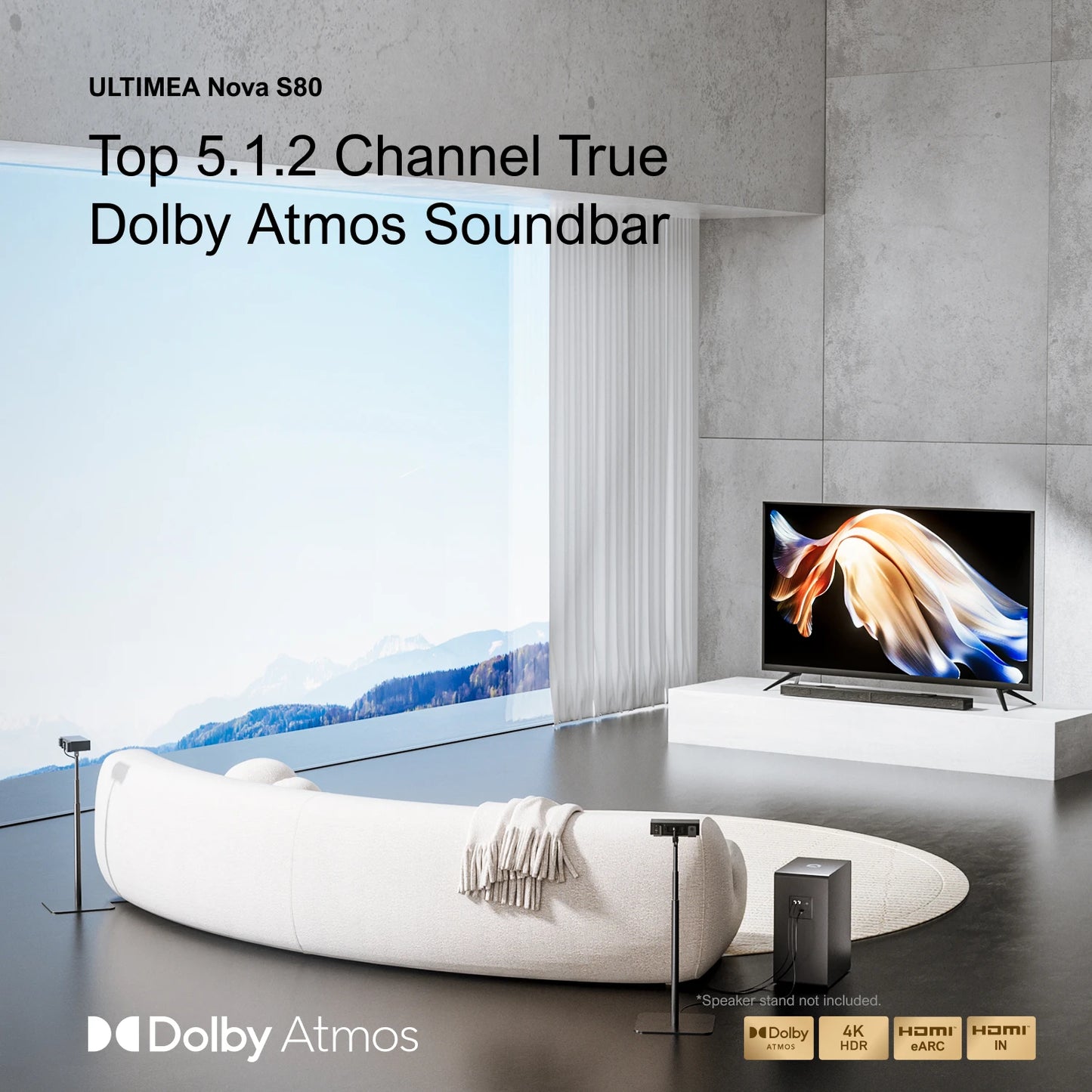 ULTIMEA 520W 5.1.2 Soundbar with Dolby Atmos for Smart TV,4K HDR Pass-through,Home Theater Wireless Bluetooth Soundbar Speakers